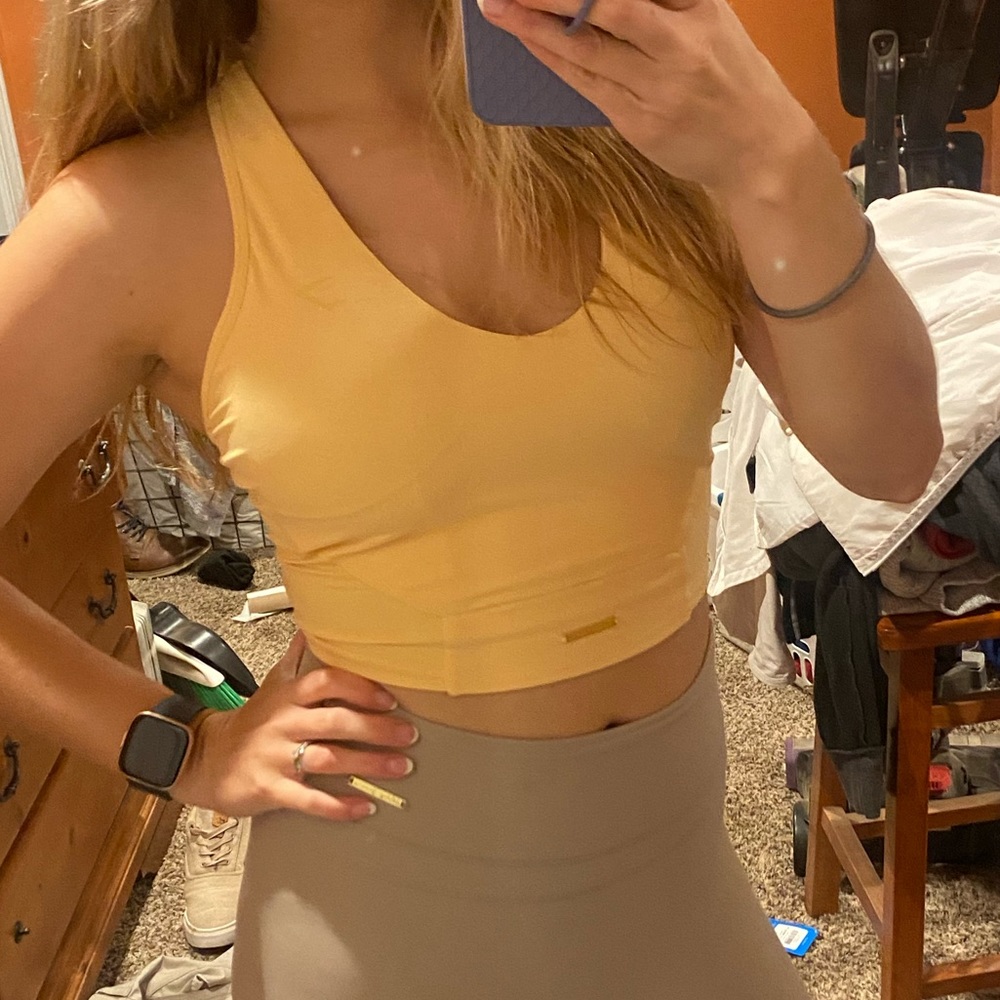 Gymshark WHITNEY CROP TANK pollen (yellow) sized small.